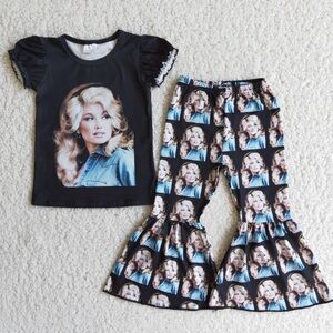 New Baby Girls Dolly Parton Bell Bottom Outfit 12-18 Mos.